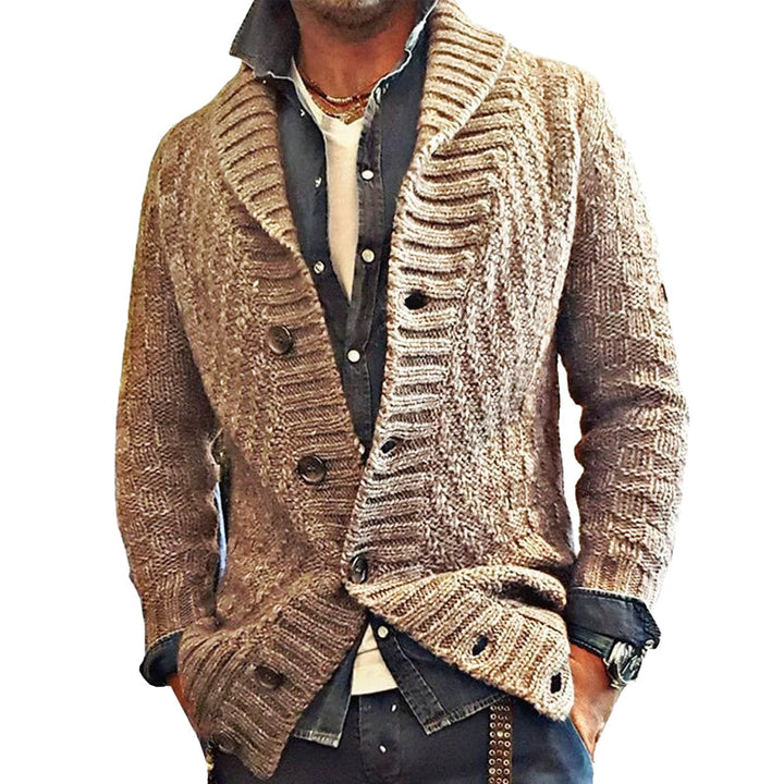 Czesław – Męski kardigan w stylu vintage z klapami, doskonały na eleganckie i casualowe okazje