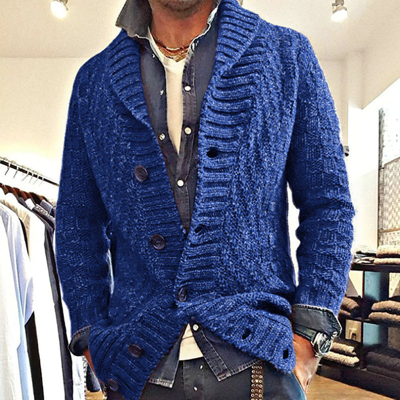 Czesław – Męski kardigan w stylu vintage z klapami, doskonały na eleganckie i casualowe okazje